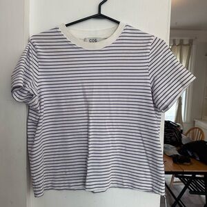 COS Purple and White Striped Tee